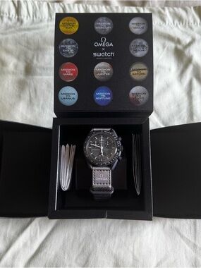 Swatch x Omega Black Men’s Chronograph Watch